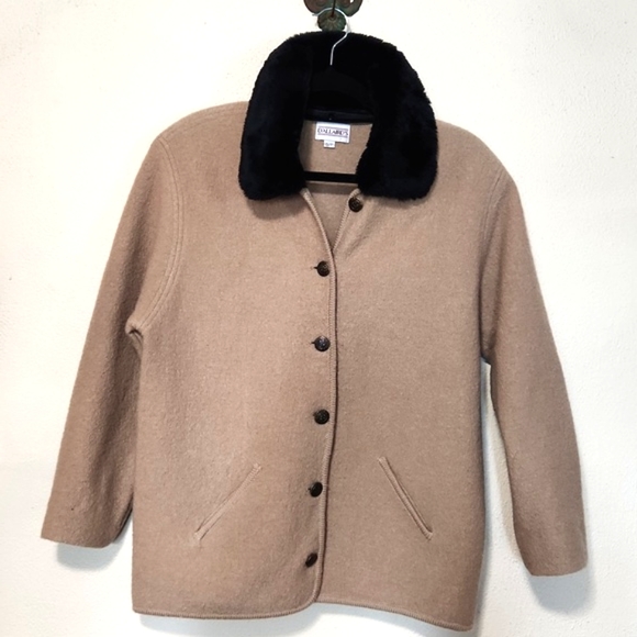 VINTAGE D'Allaird's 100% Wool Jacket Detachable Faux Fur Collar EUC Size Small - Picture 5 of 11